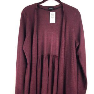 Torrid Open Front Knit Drape Cardigan Sweater Size 0 Lightweight NWT A10